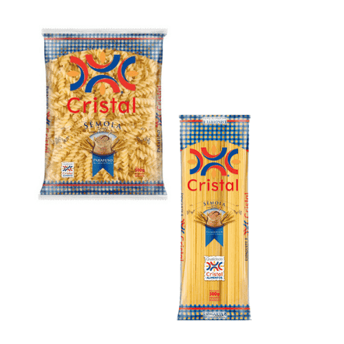 Macarrão Cristal Sêmola 500g Exceto Ninho, Rigotone ou  parafuso tricolor